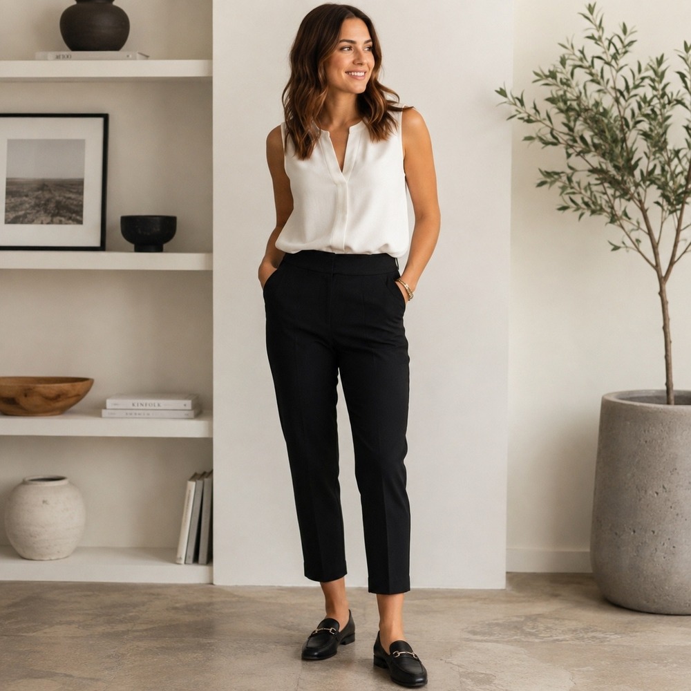 Crosby by Mollie Burch Black Cropped Pants Size S High Rise Career Casual